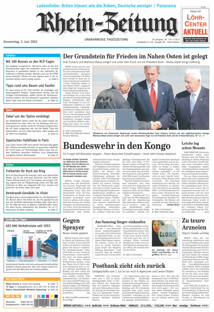 Rhein-Zeitung Koblenz & Region vom Donnerstag, 05.06.2003