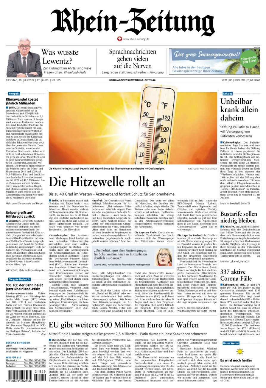 Rhein-Zeitung Koblenz & Region vom Dienstag, 19.07.2022