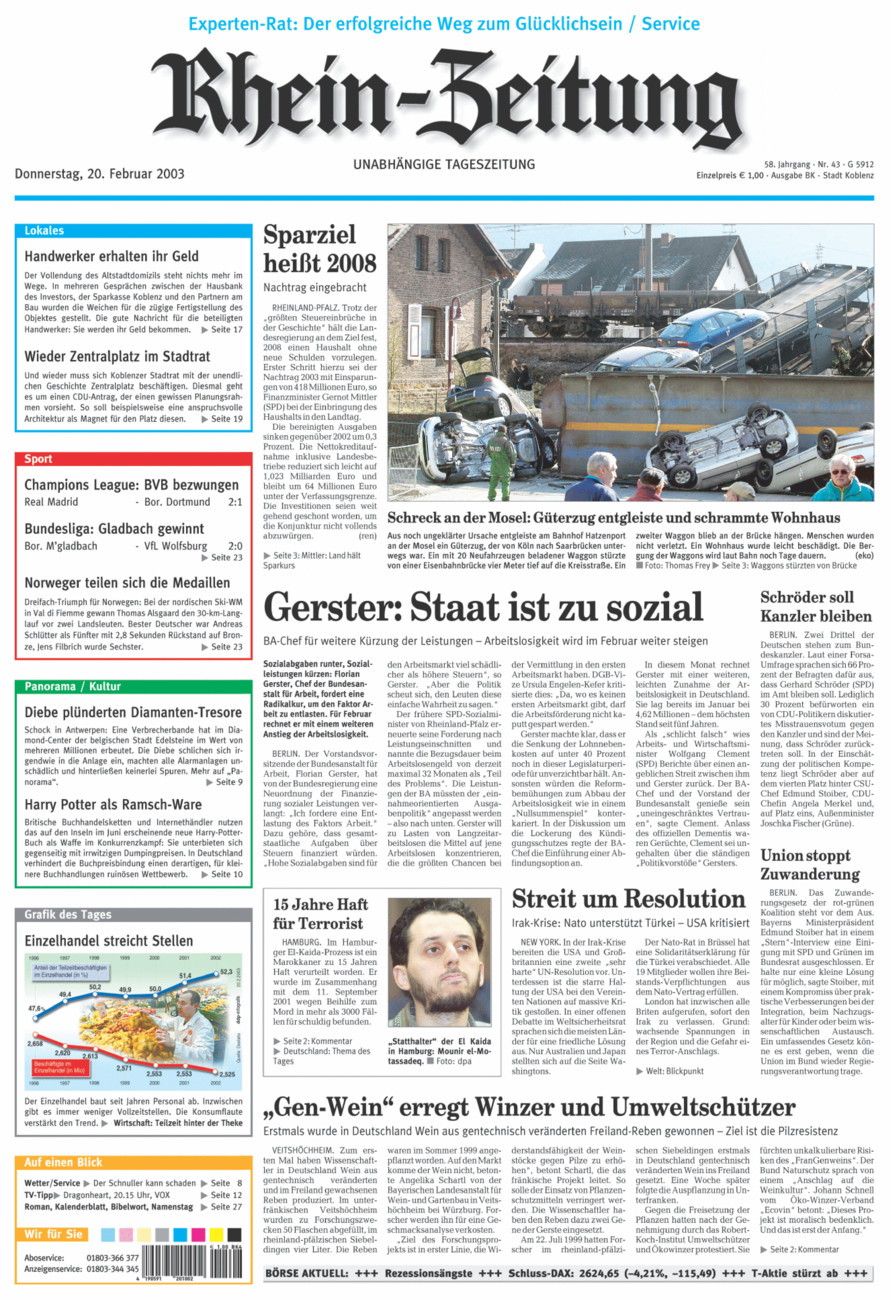 Rhein-Zeitung Koblenz & Region vom Donnerstag, 20.02.2003