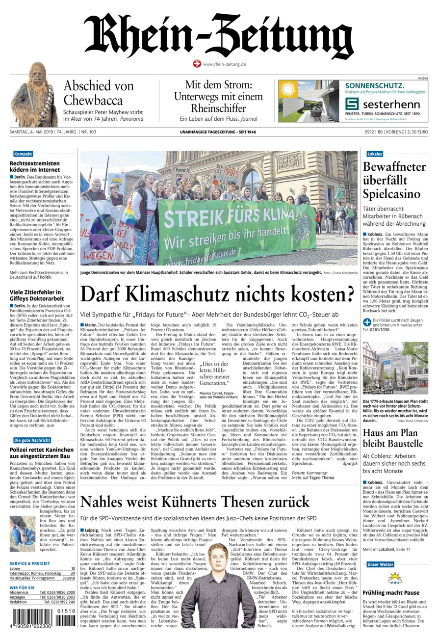 Rhein-Zeitung Koblenz & Region vom Samstag, 04.05.2019