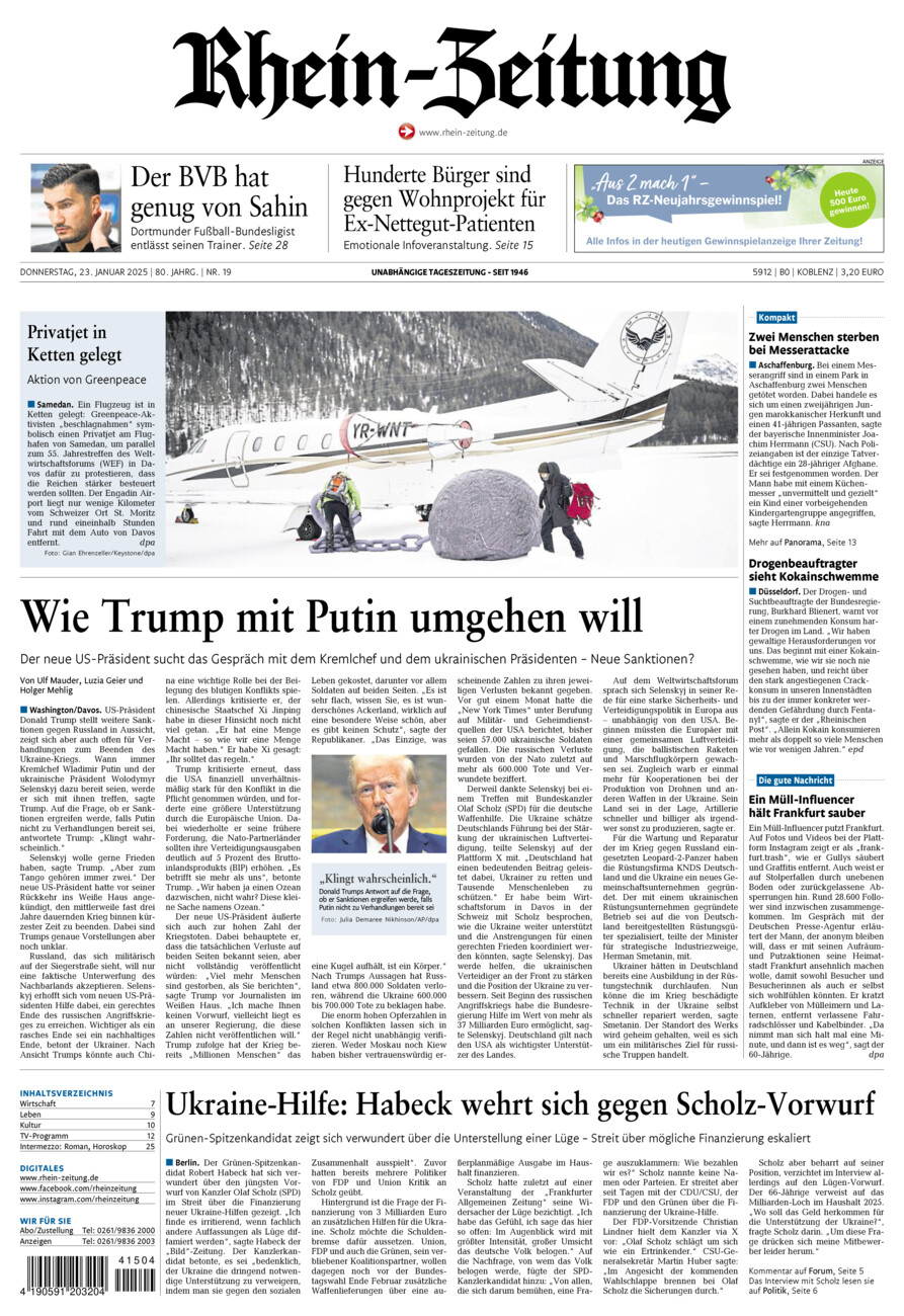 Rhein-Zeitung Koblenz & Region vom Donnerstag, 23.01.2025