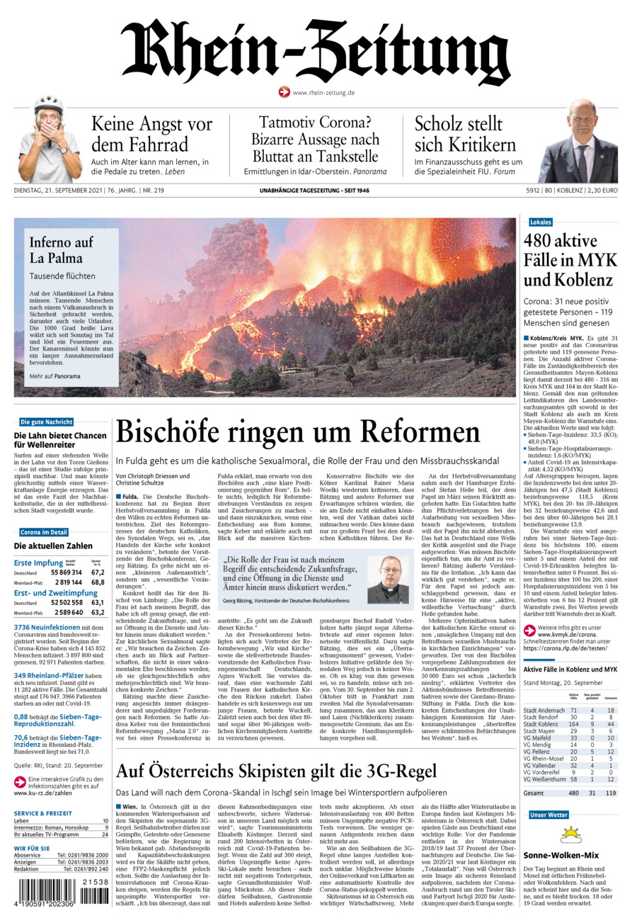 Rhein-Zeitung Koblenz & Region vom Dienstag, 21.09.2021