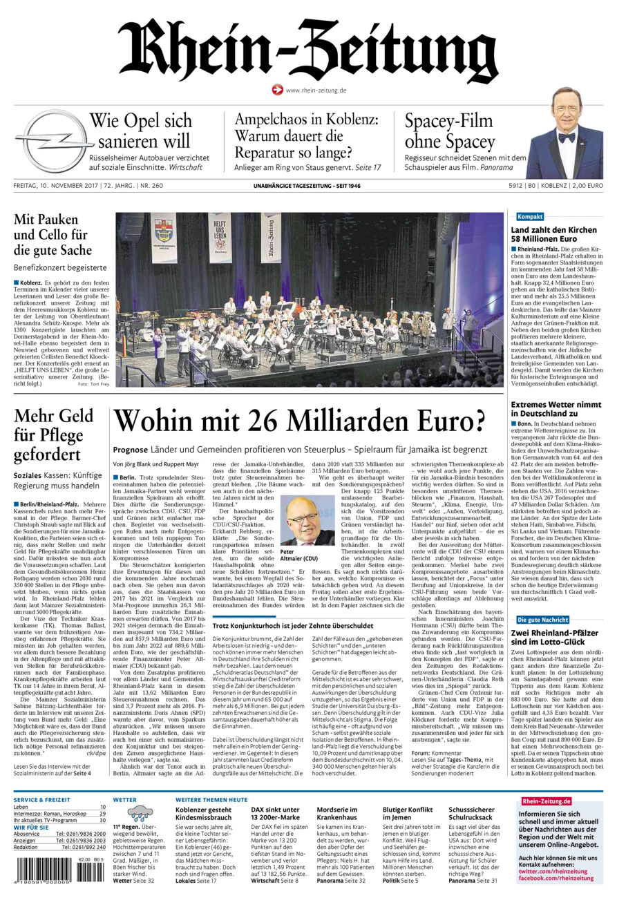 Rhein-Zeitung Koblenz & Region vom Freitag, 10.11.2017