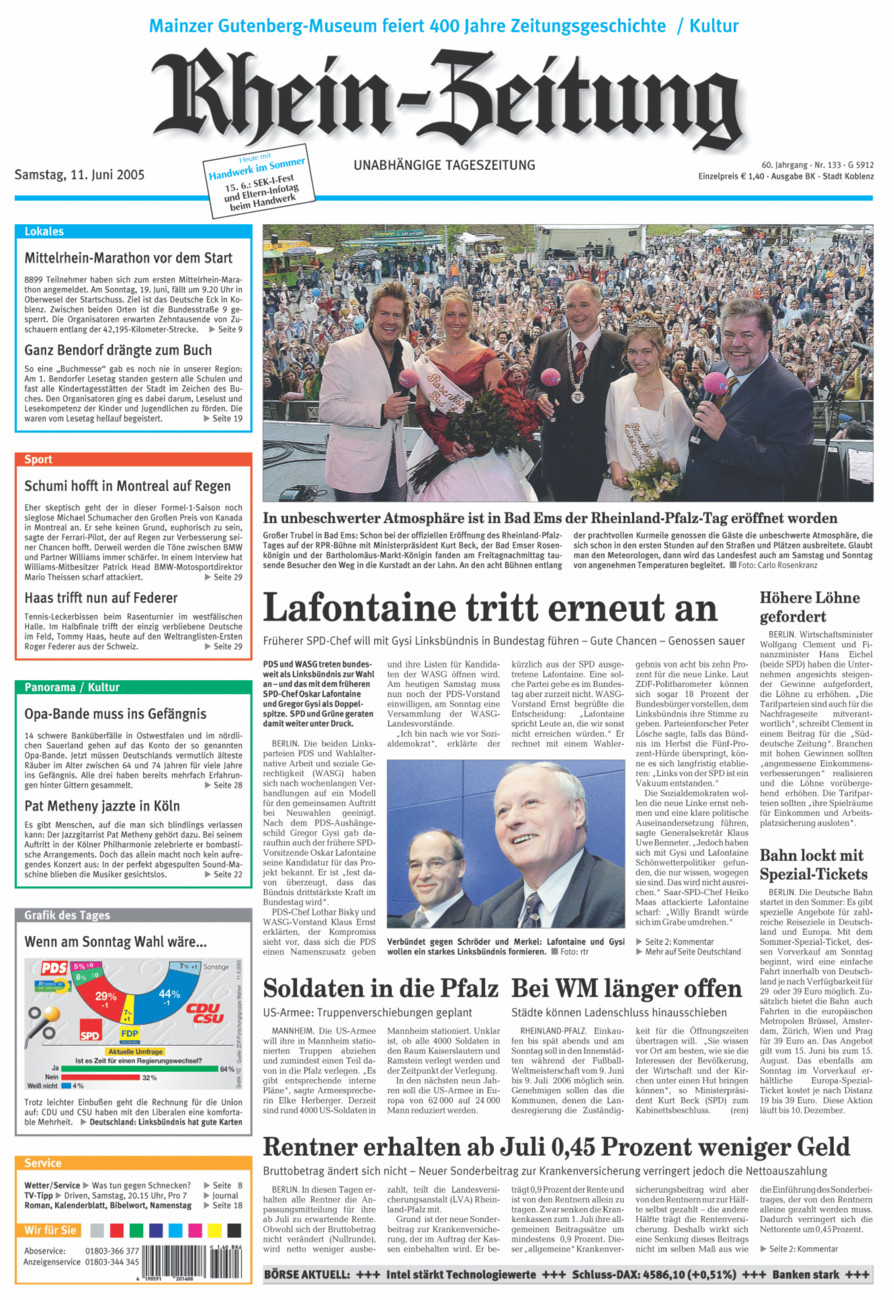 Rhein-Zeitung Koblenz & Region vom Samstag, 11.06.2005