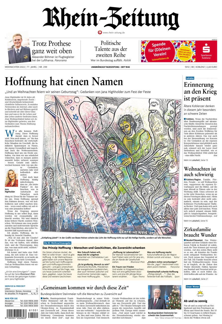 Rhein-Zeitung Koblenz & Region vom Samstag, 24.12.2022