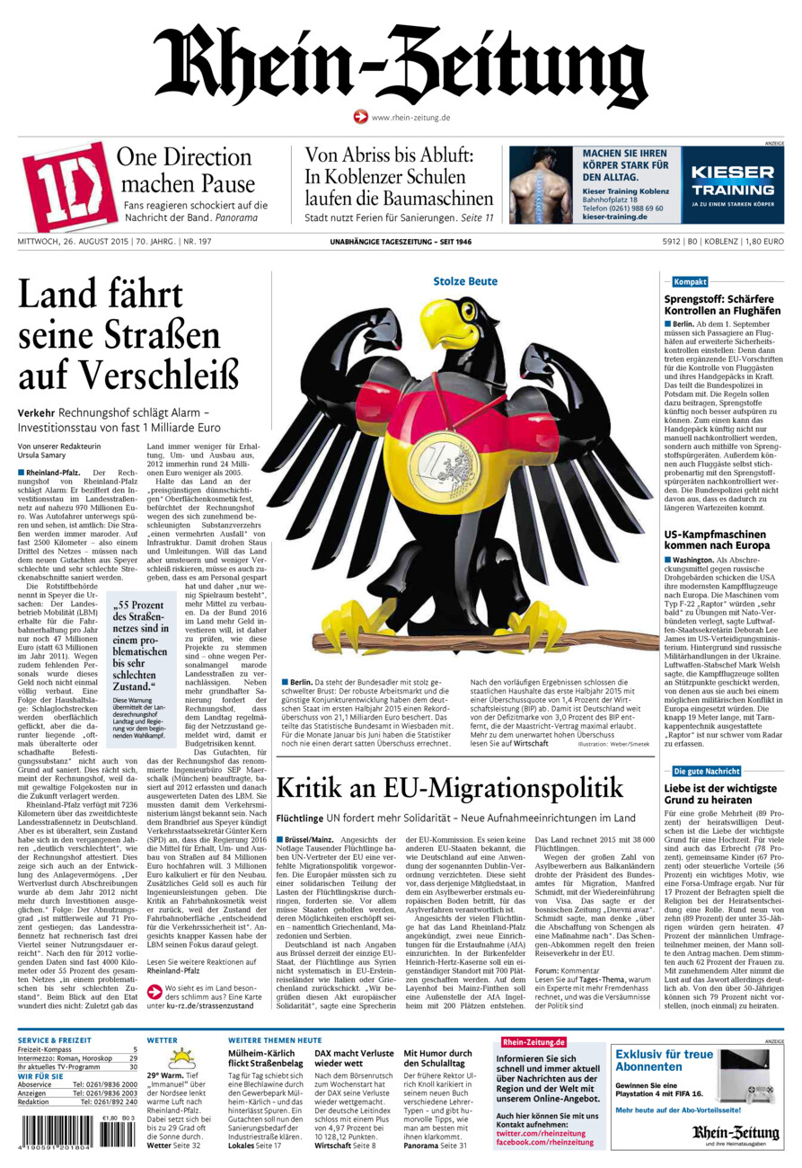 Rhein-Zeitung Koblenz & Region vom Mittwoch, 26.08.2015