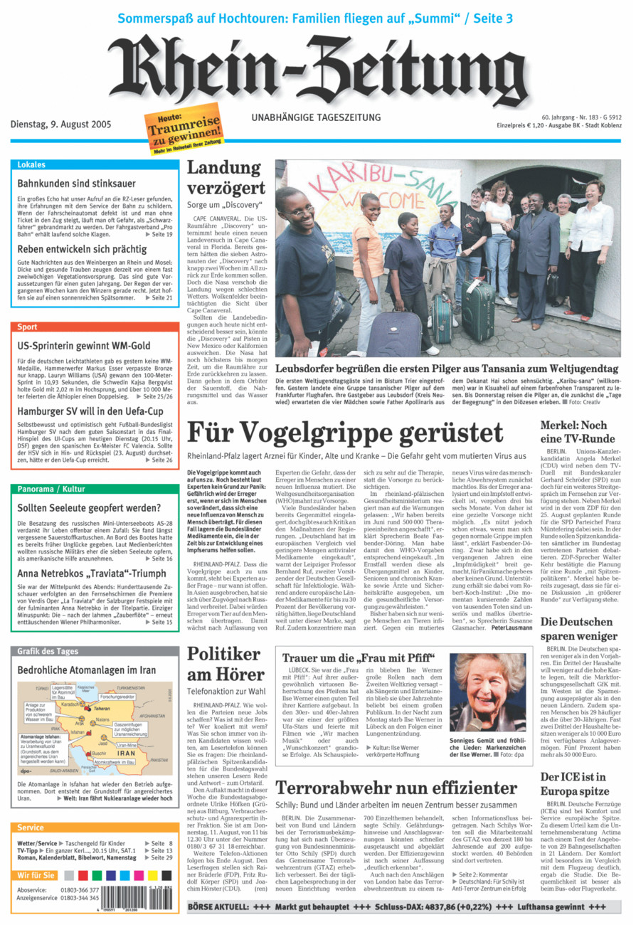 Rhein-Zeitung Koblenz & Region vom Dienstag, 09.08.2005