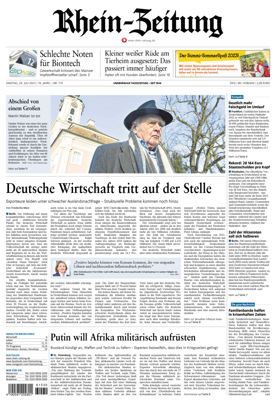 Rhein-Zeitung Koblenz & Region vom Samstag, 29.07.2023