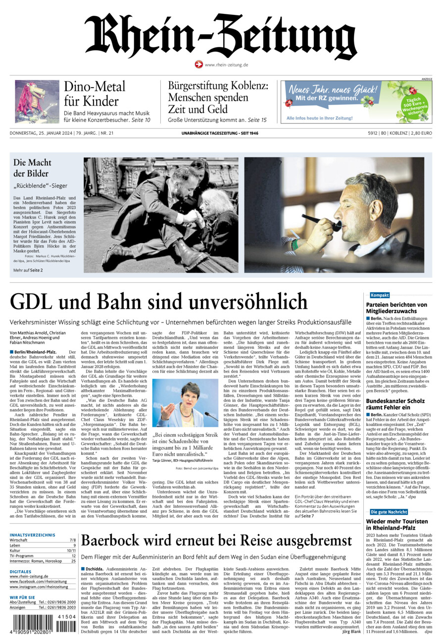 Rhein-Zeitung Koblenz & Region vom Donnerstag, 25.01.2024