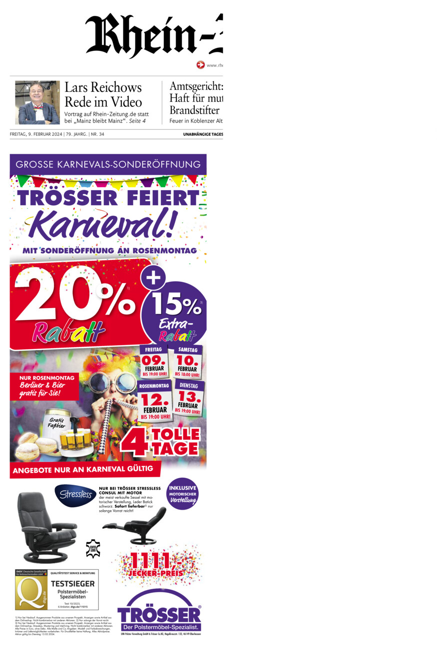 Rhein-Zeitung Koblenz & Region vom Freitag, 09.02.2024