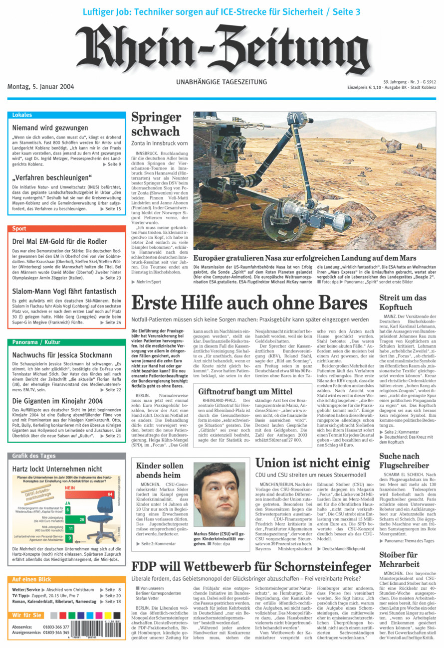 Rhein-Zeitung Koblenz & Region vom Montag, 05.01.2004