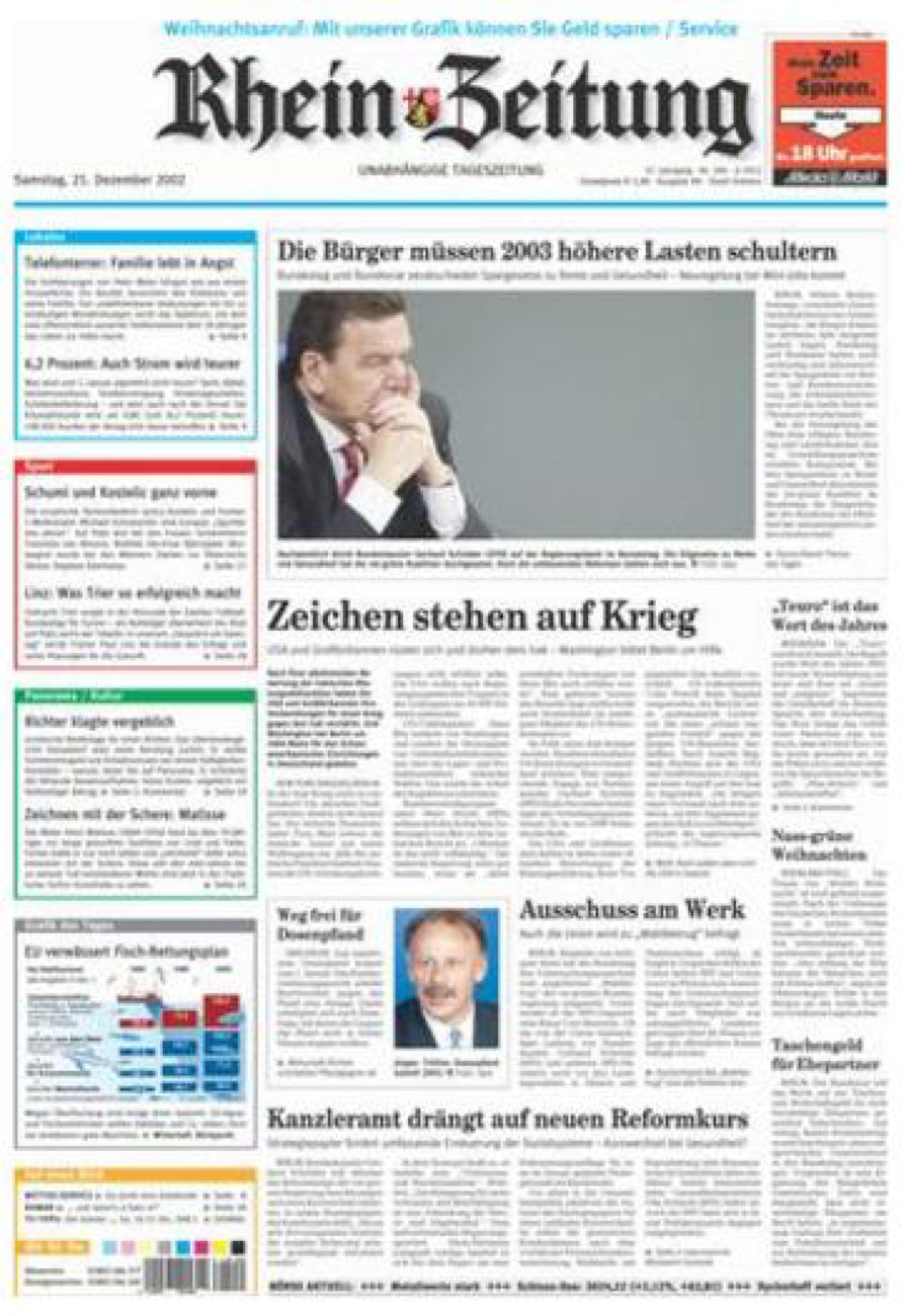Rhein-Zeitung Koblenz & Region vom Samstag, 21.12.2002
