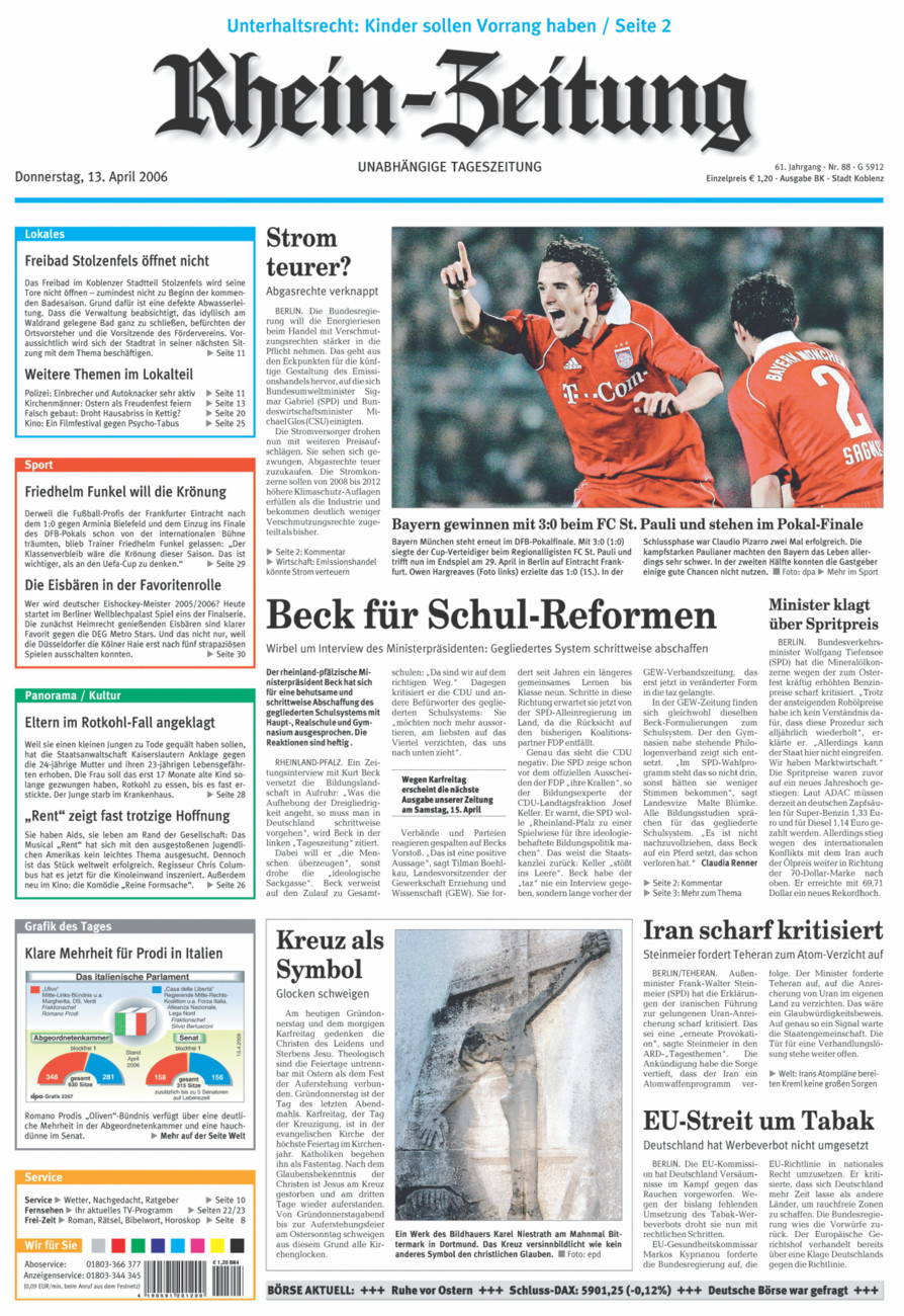 Rhein-Zeitung Koblenz & Region vom Donnerstag, 13.04.2006