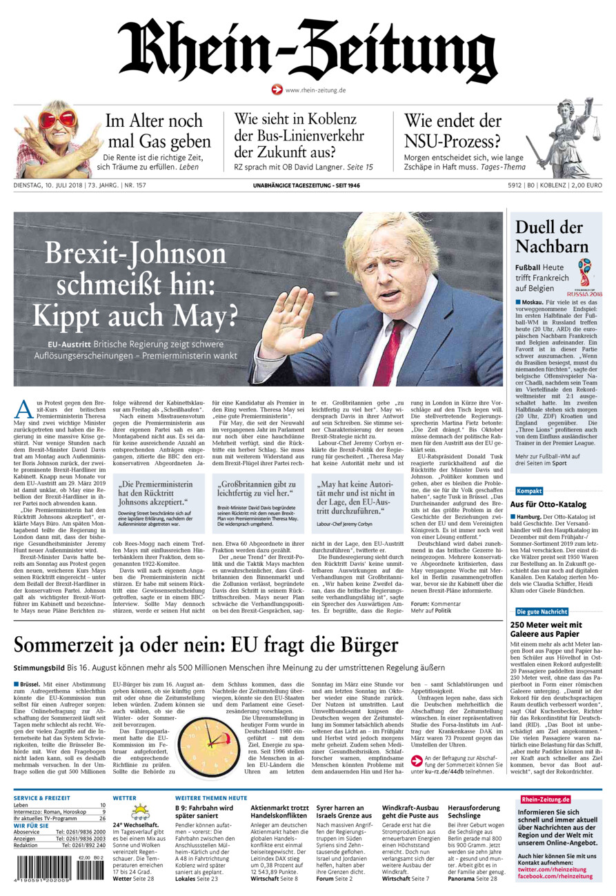 Rhein-Zeitung Koblenz & Region vom Dienstag, 10.07.2018