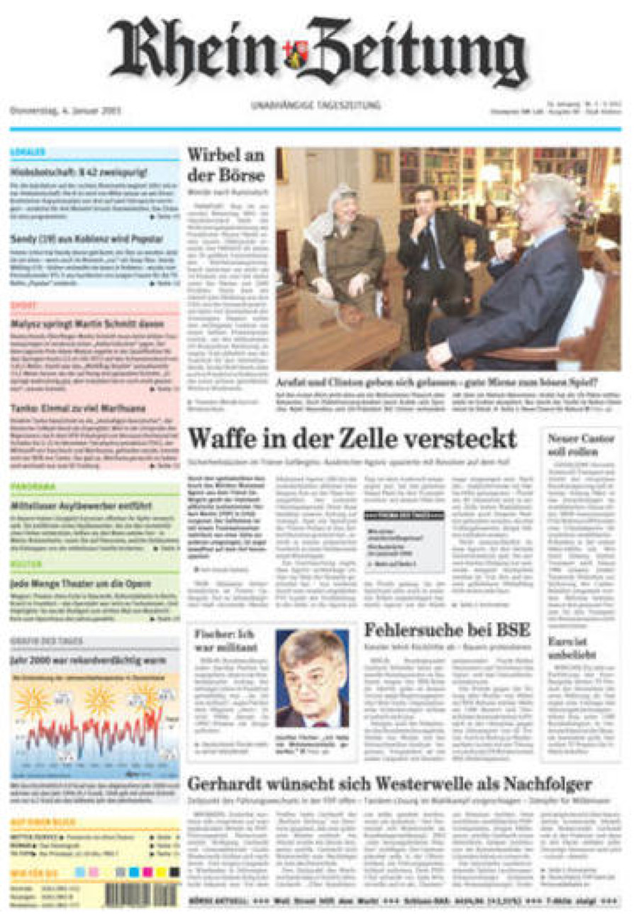 Rhein-Zeitung Koblenz & Region vom Donnerstag, 04.01.2001