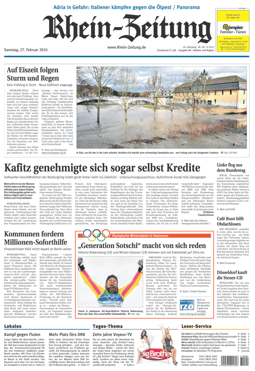 Rhein-Zeitung Koblenz & Region vom Samstag, 27.02.2010