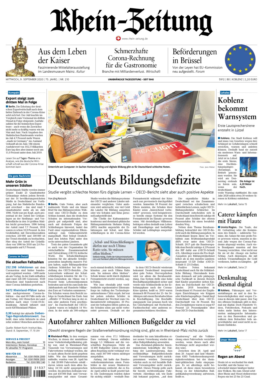 Rhein-Zeitung Koblenz & Region vom Mittwoch, 09.09.2020