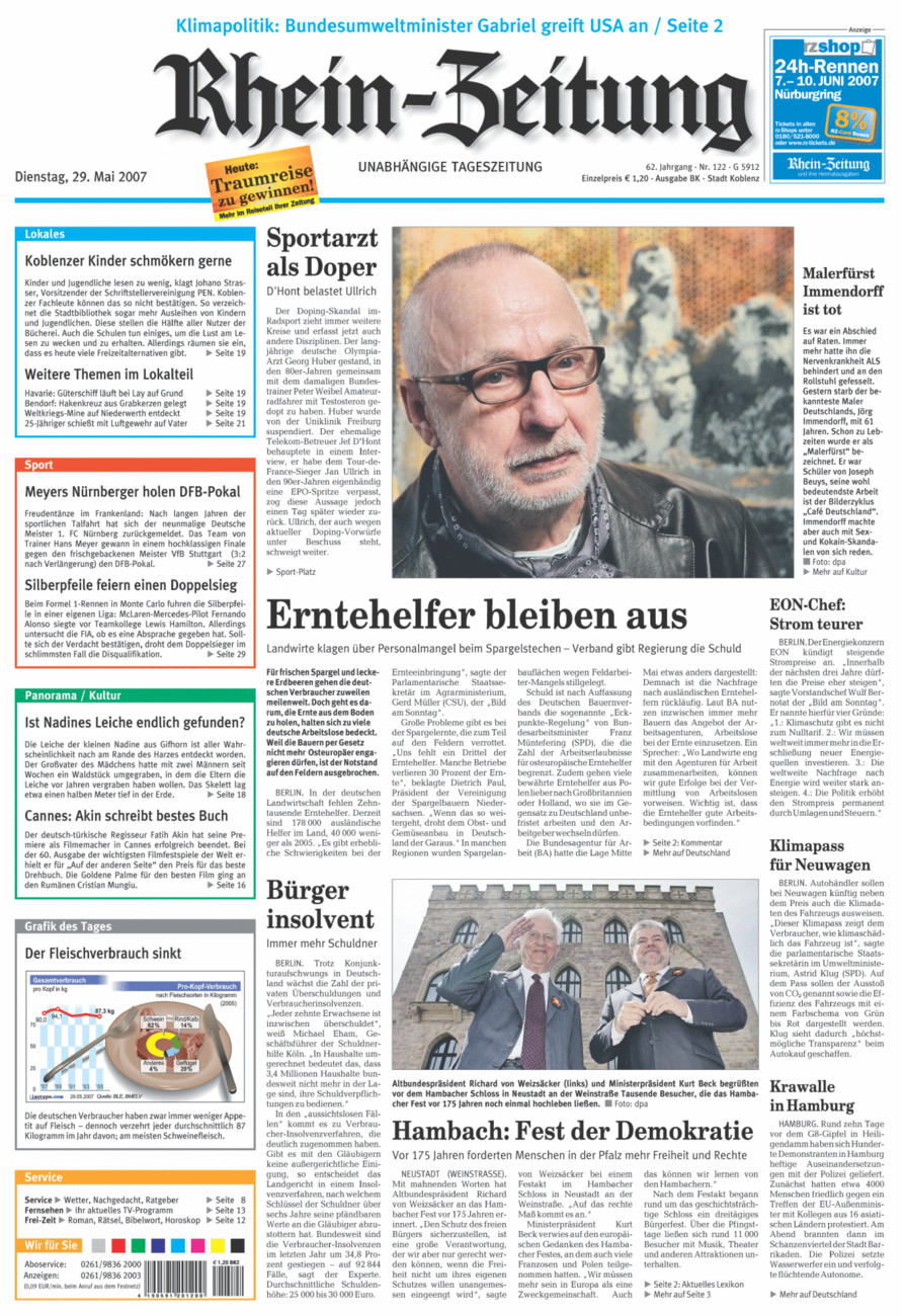 Rhein-Zeitung Koblenz & Region vom Dienstag, 29.05.2007