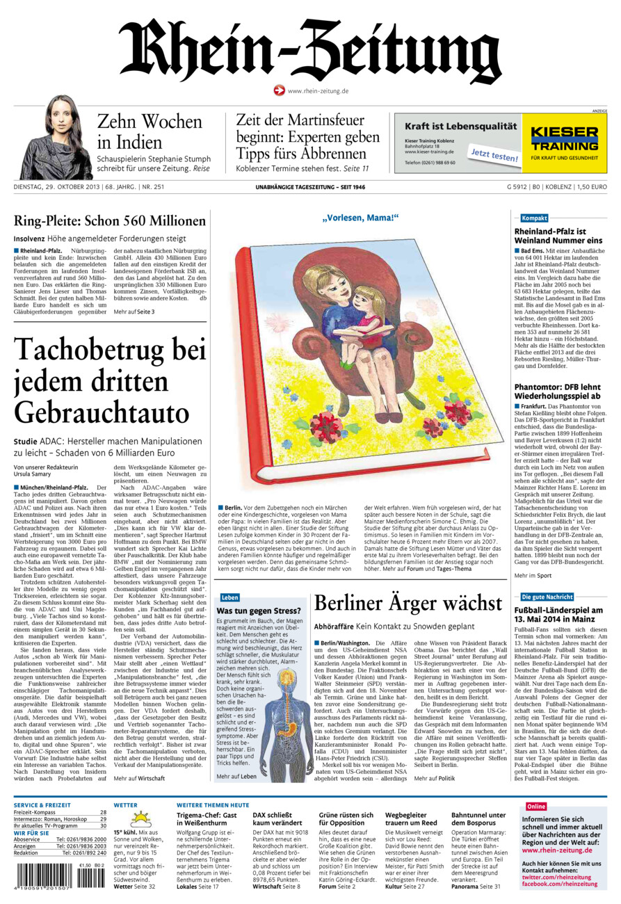 Rhein-Zeitung Koblenz & Region vom Dienstag, 29.10.2013