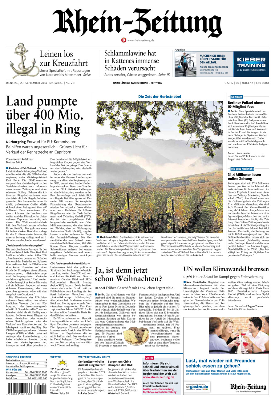 Rhein-Zeitung Koblenz & Region vom Dienstag, 23.09.2014
