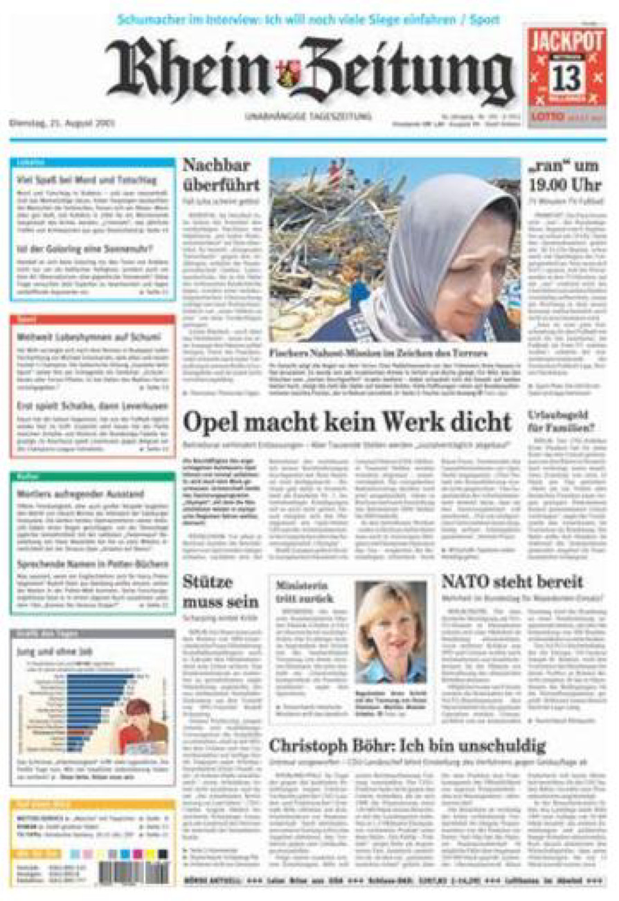 Rhein-Zeitung Koblenz & Region vom Dienstag, 21.08.2001