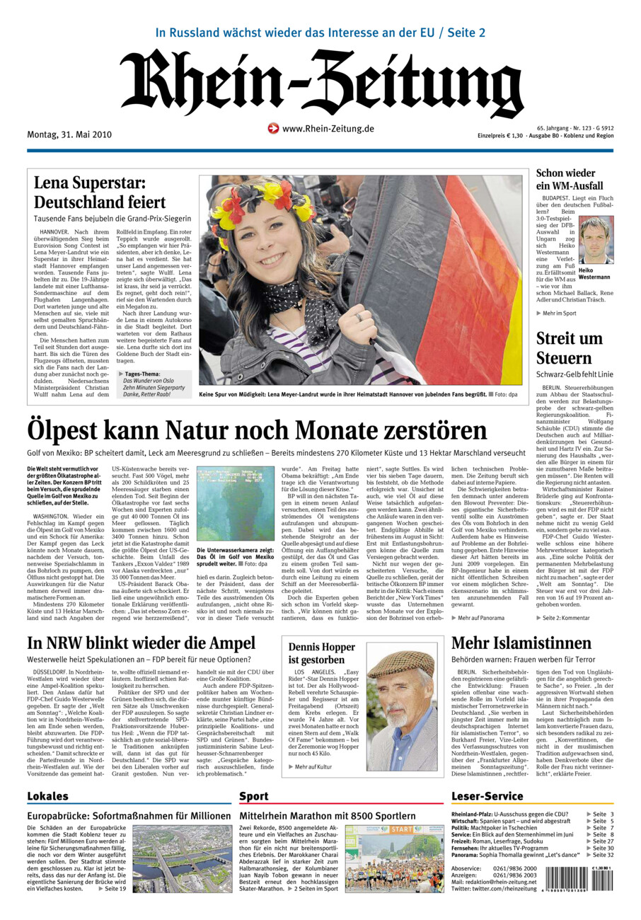 Rhein-Zeitung Koblenz & Region vom Montag, 31.05.2010