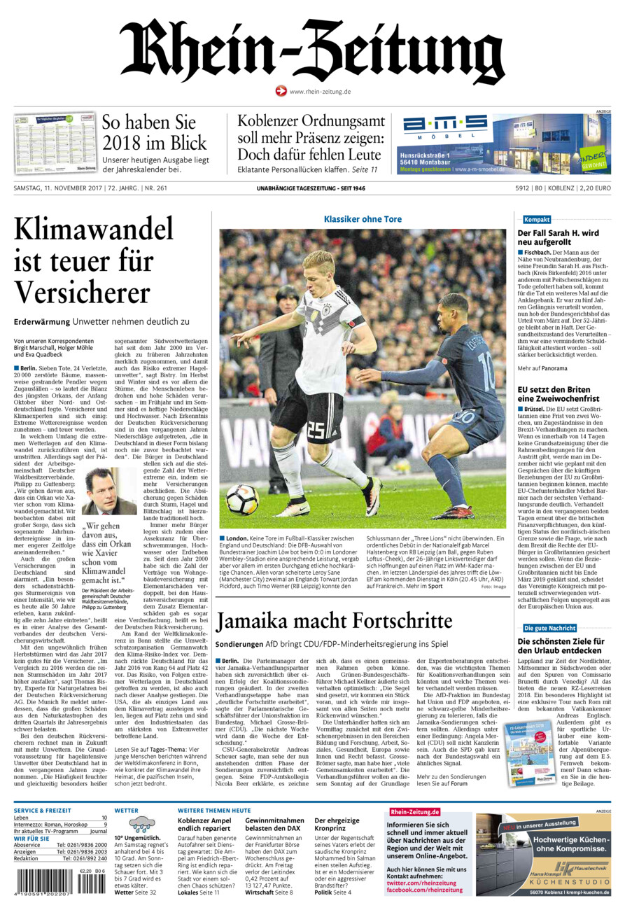 Rhein-Zeitung Koblenz & Region vom Samstag, 11.11.2017