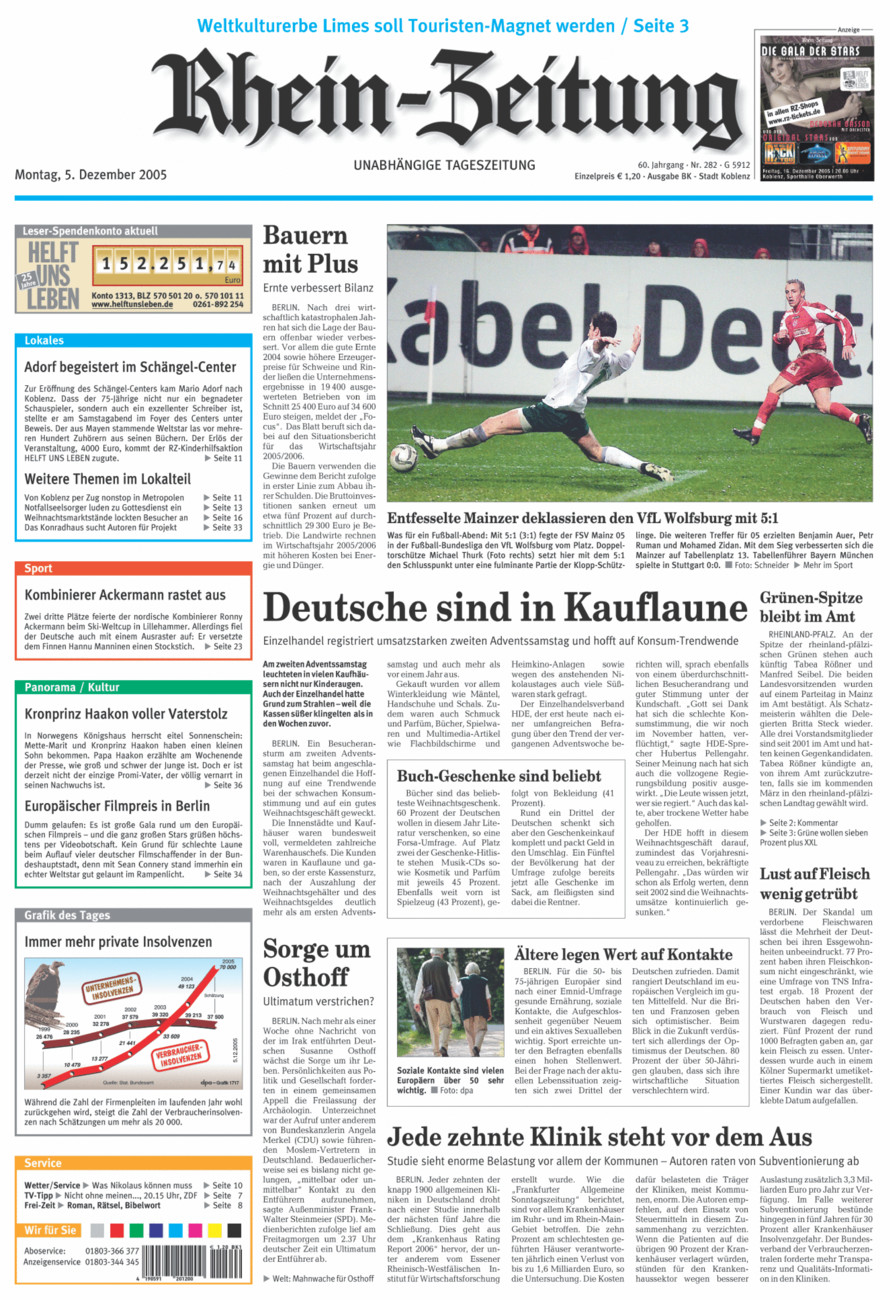 Rhein-Zeitung Koblenz & Region vom Montag, 05.12.2005
