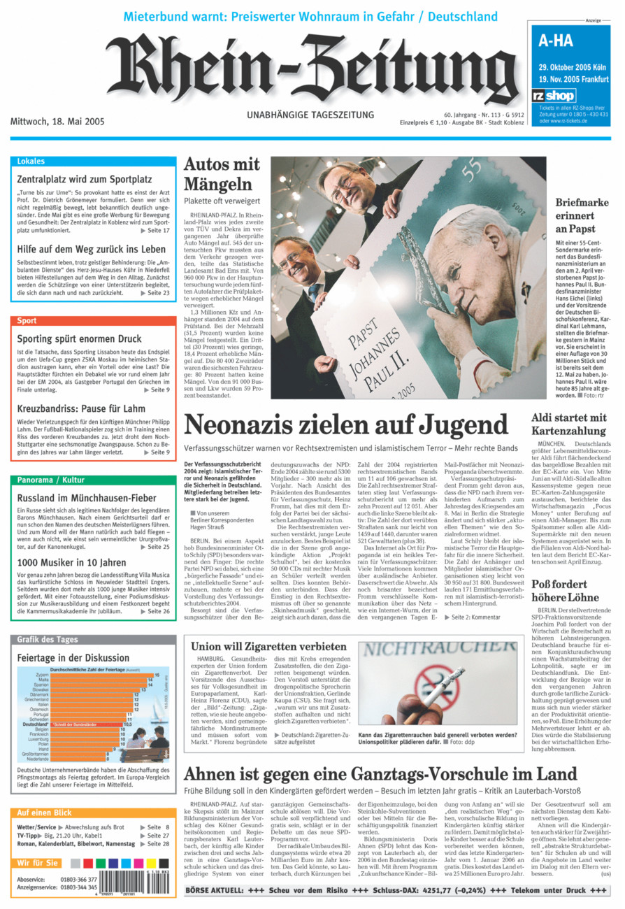 Rhein-Zeitung Koblenz & Region vom Mittwoch, 18.05.2005