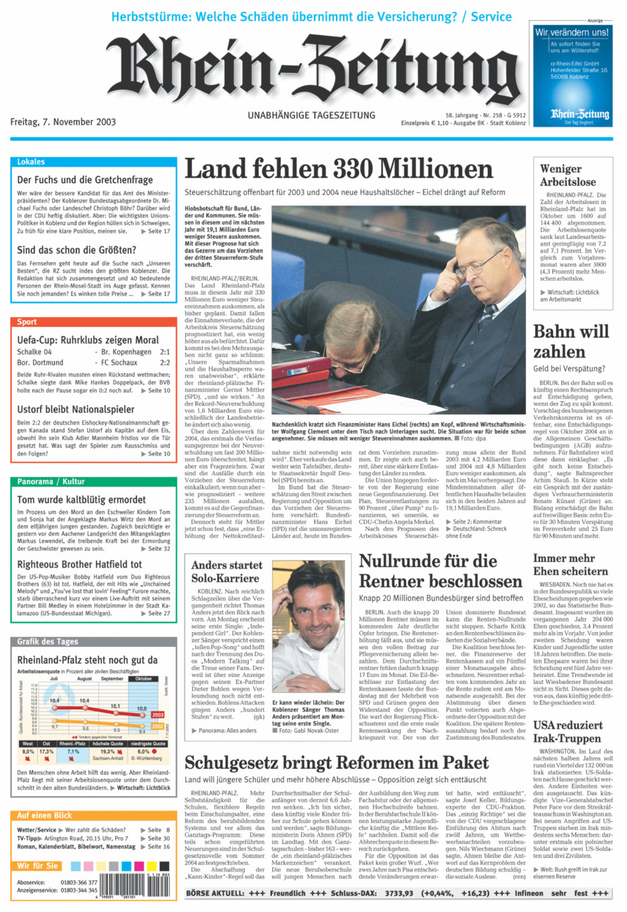 Rhein-Zeitung Koblenz & Region vom Freitag, 07.11.2003