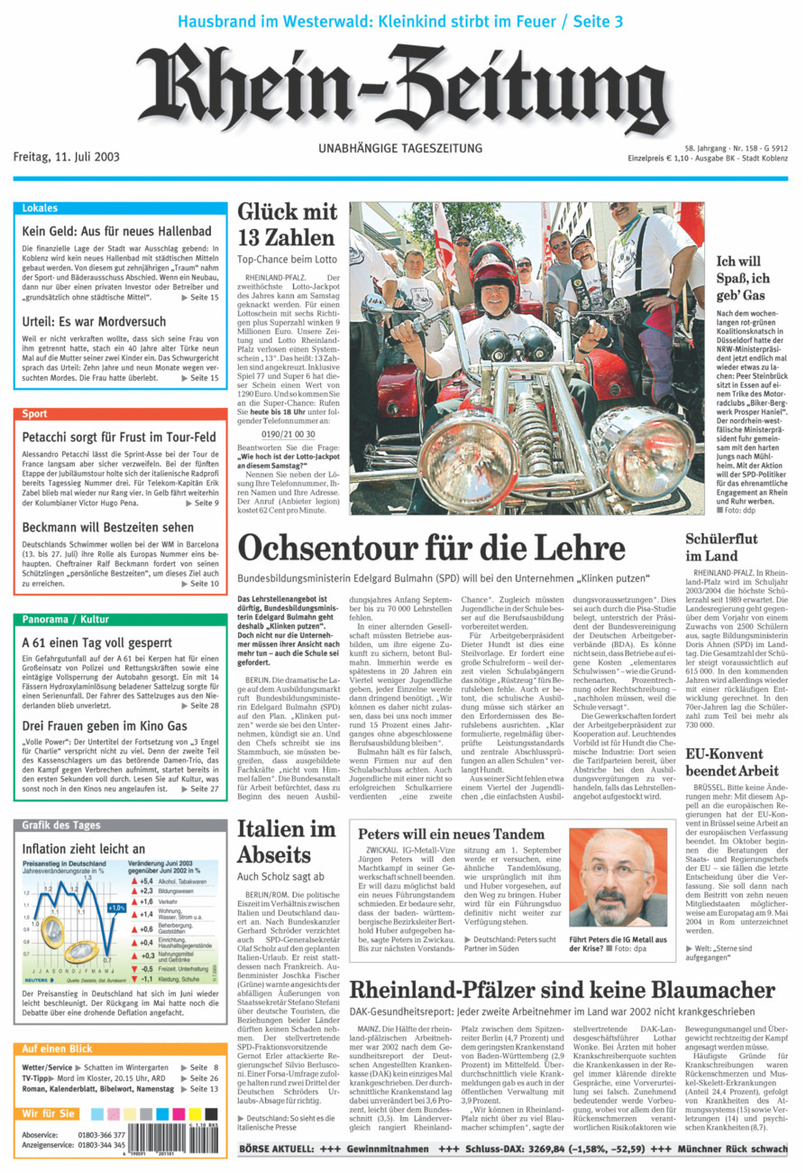 Rhein-Zeitung Koblenz & Region vom Freitag, 11.07.2003