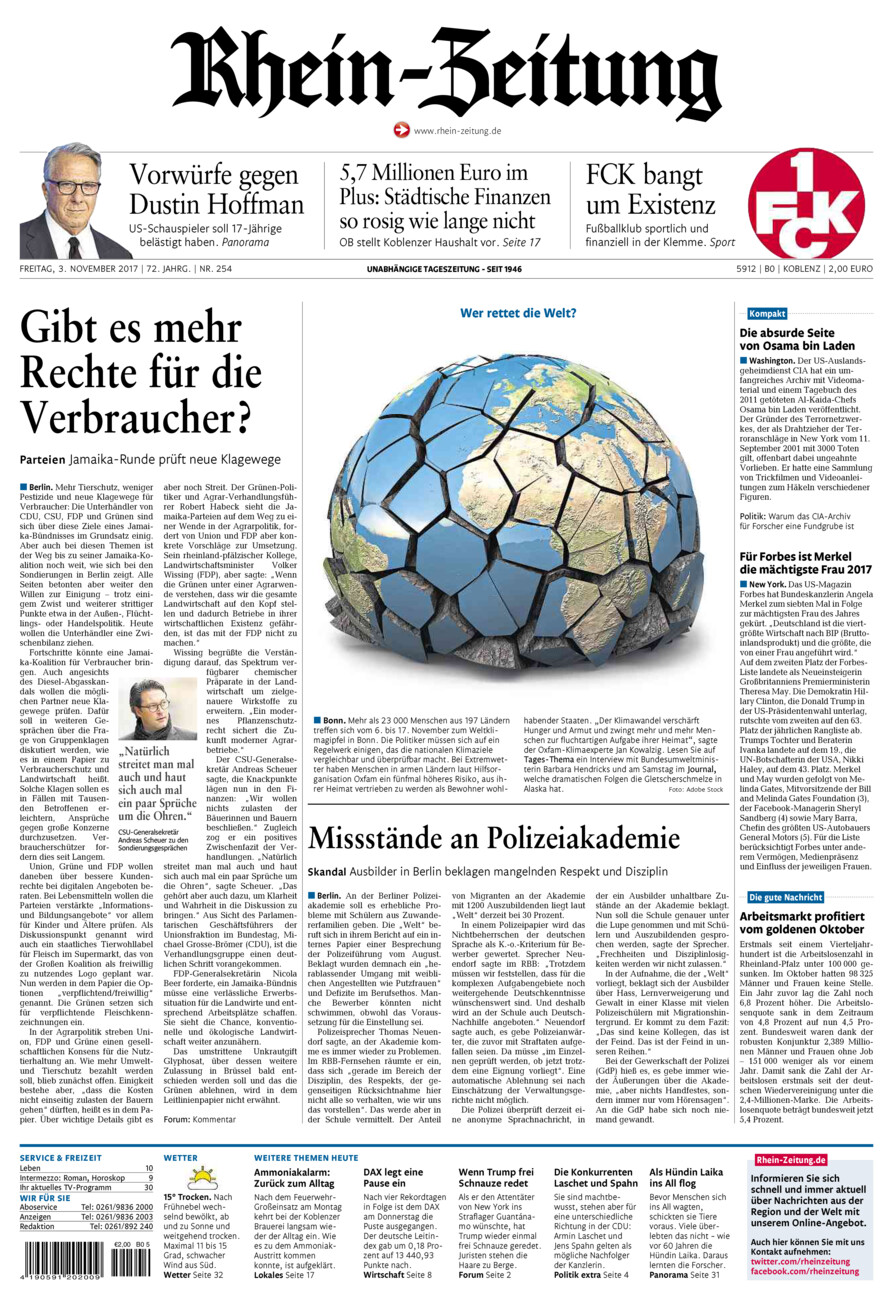 Rhein-Zeitung Koblenz & Region vom Freitag, 03.11.2017