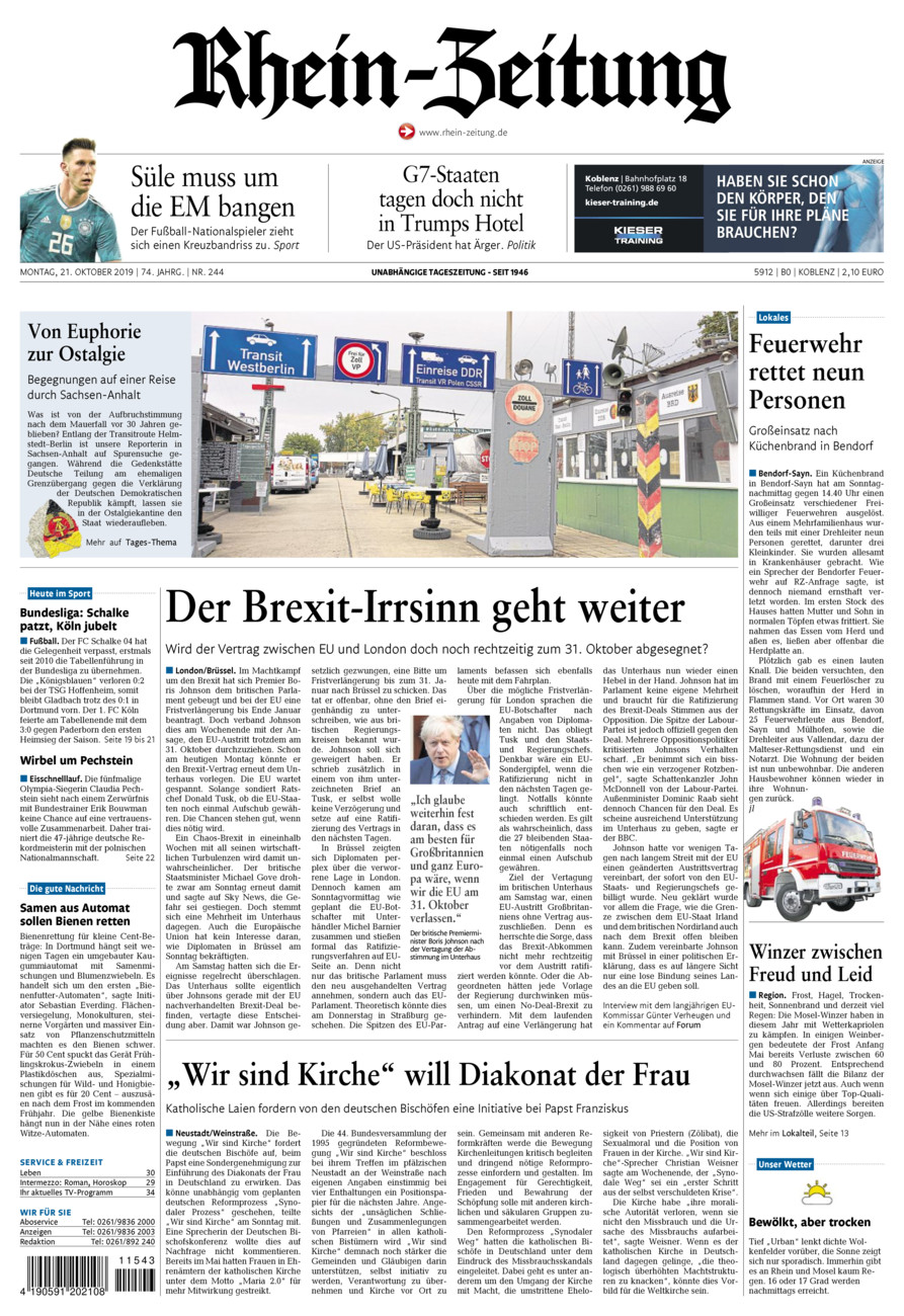 Rhein-Zeitung Koblenz & Region vom Montag, 21.10.2019