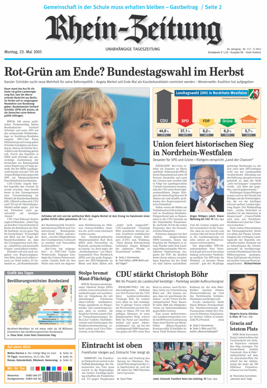 Rhein-Zeitung Koblenz & Region vom Montag, 23.05.2005