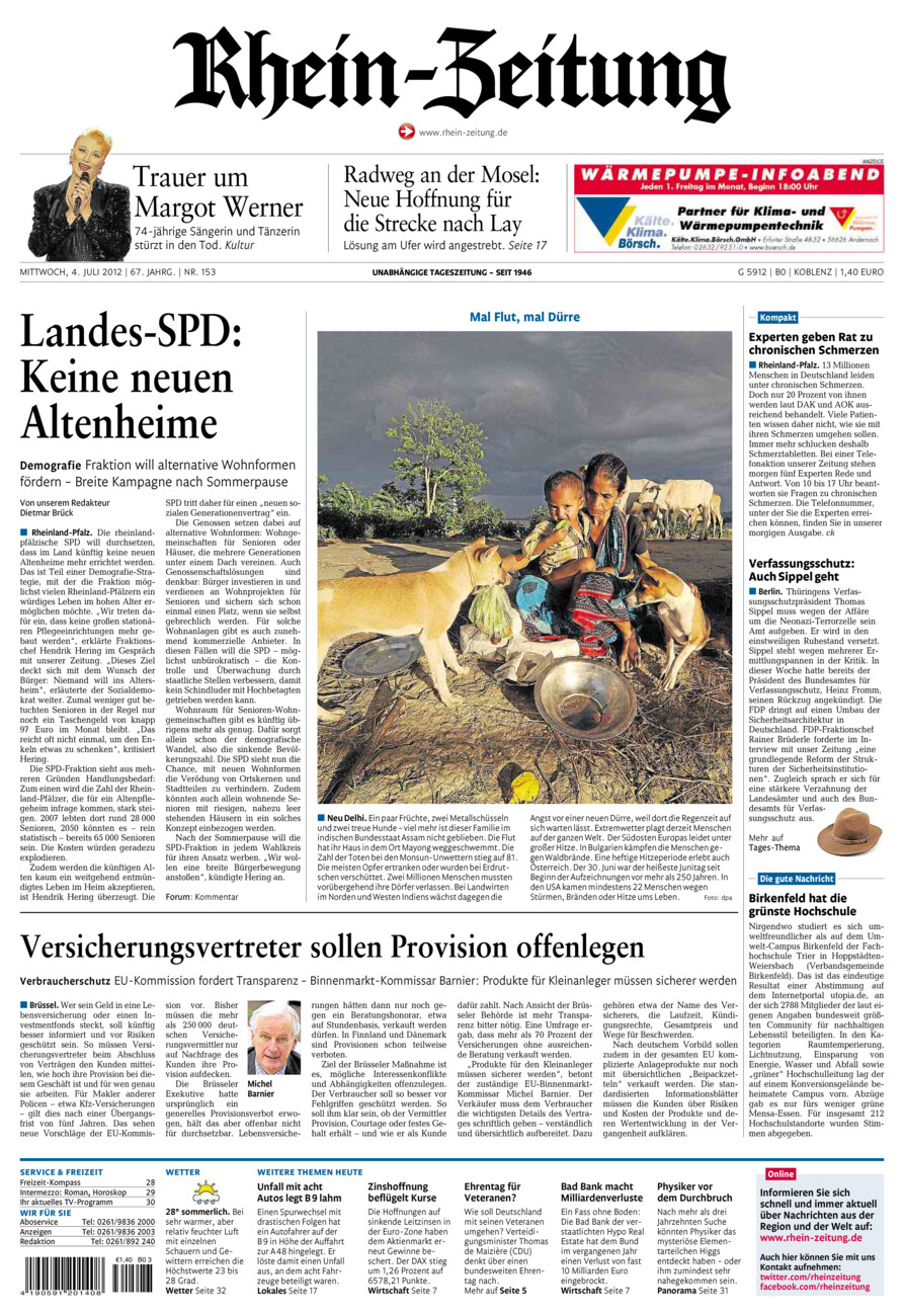 Rhein-Zeitung Koblenz & Region vom Mittwoch, 04.07.2012