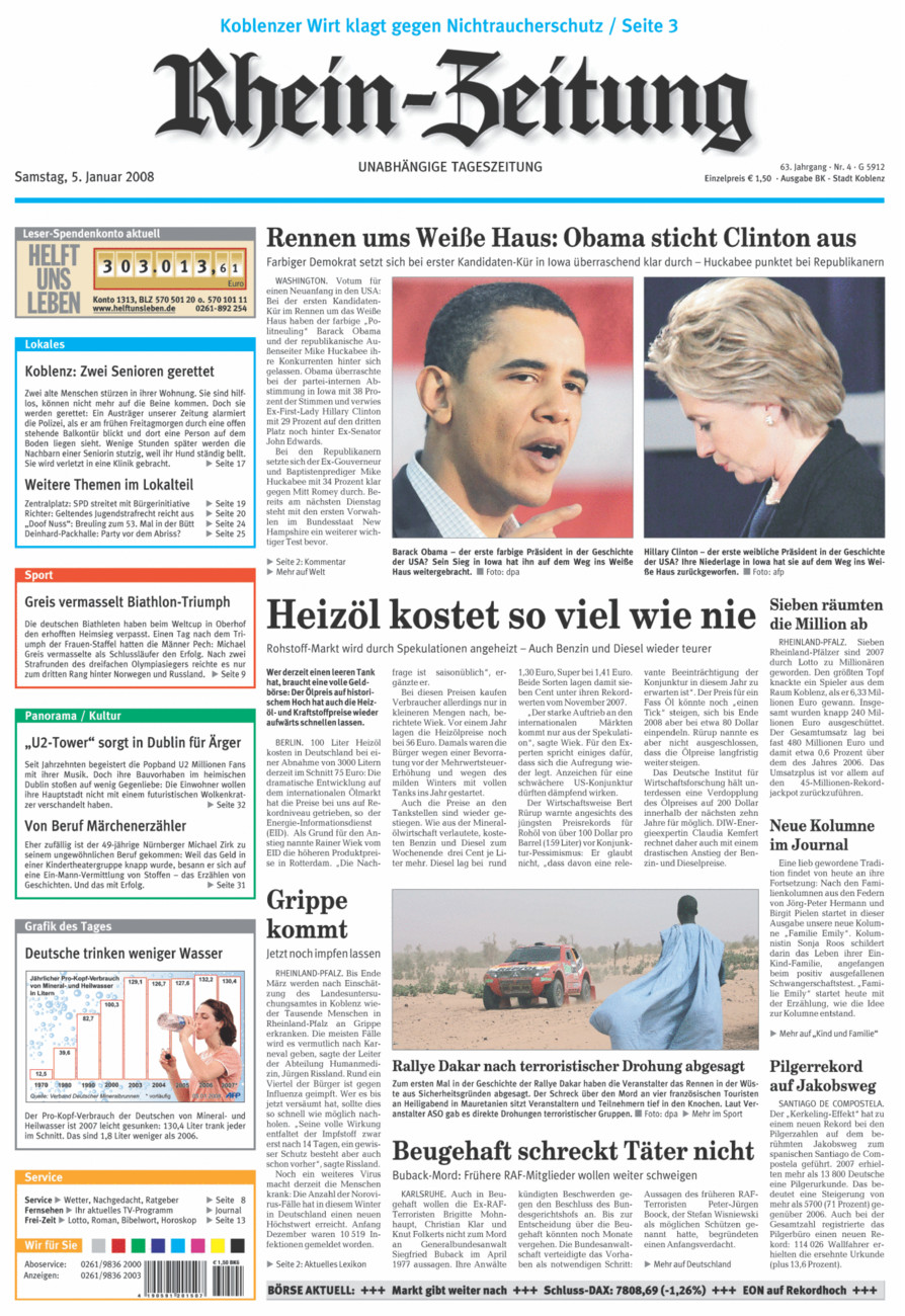 Rhein-Zeitung Koblenz & Region vom Samstag, 05.01.2008
