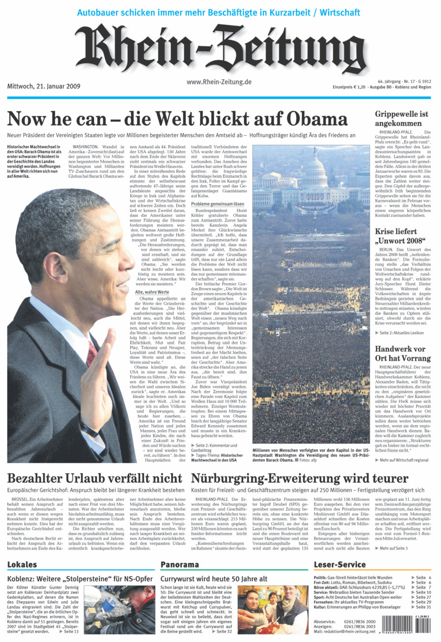 Rhein-Zeitung Koblenz & Region vom Mittwoch, 21.01.2009