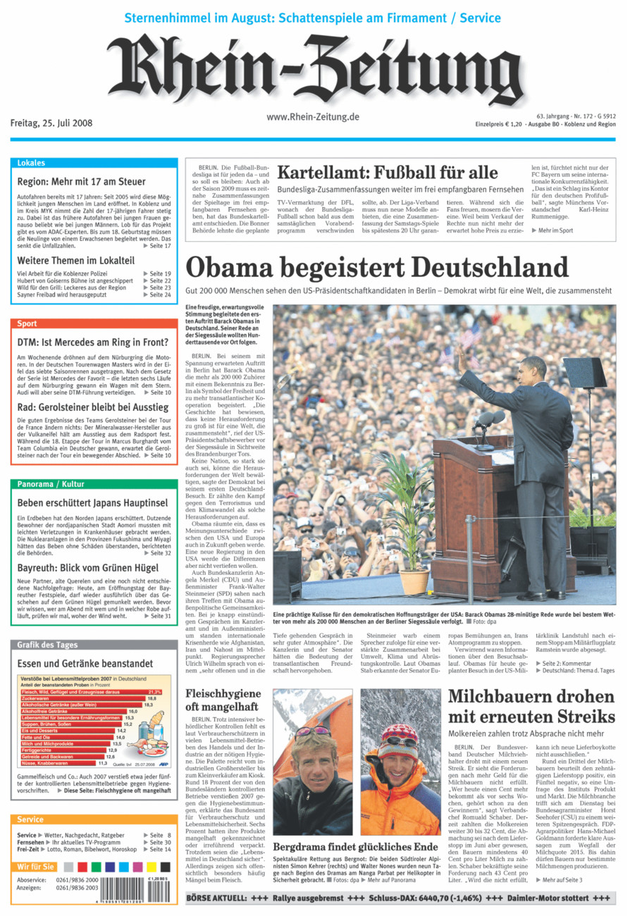 Rhein-Zeitung Koblenz & Region vom Freitag, 25.07.2008