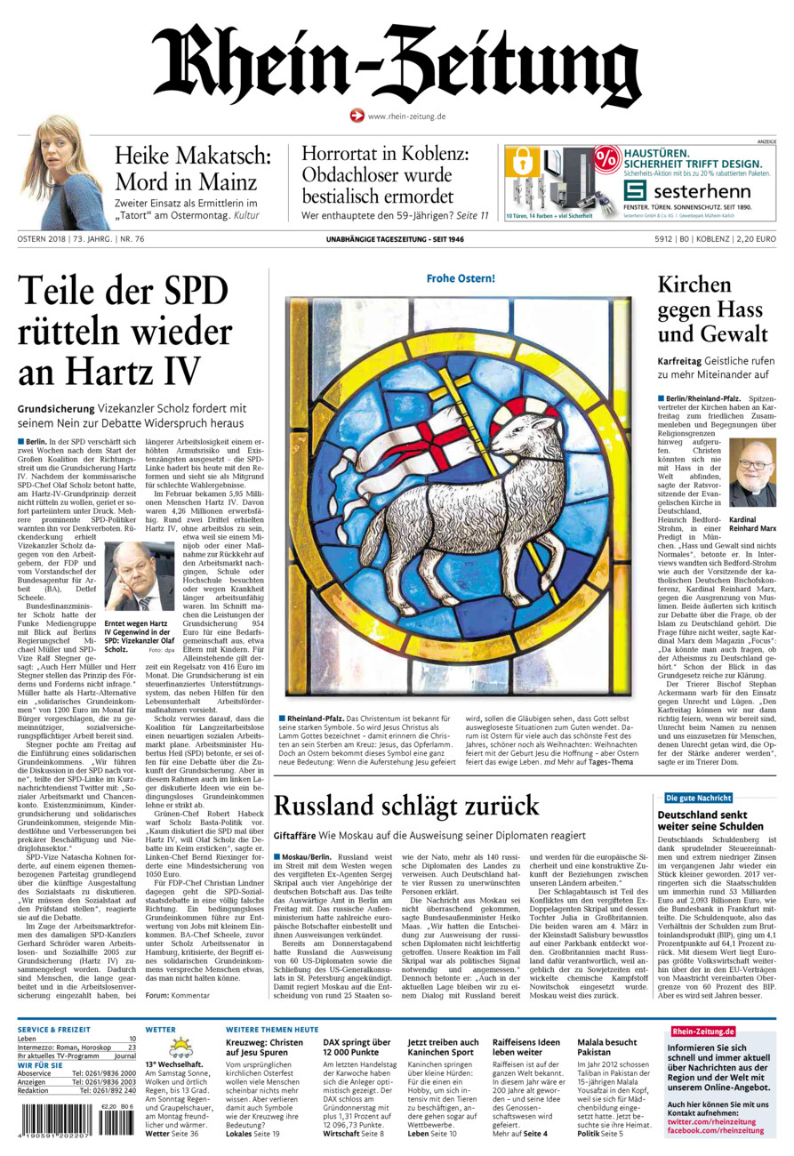 Rhein-Zeitung Koblenz & Region vom Samstag, 31.03.2018