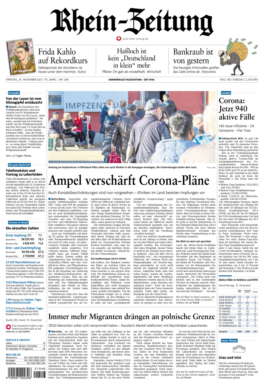 Rhein-Zeitung Koblenz & Region vom Dienstag, 16.11.2021