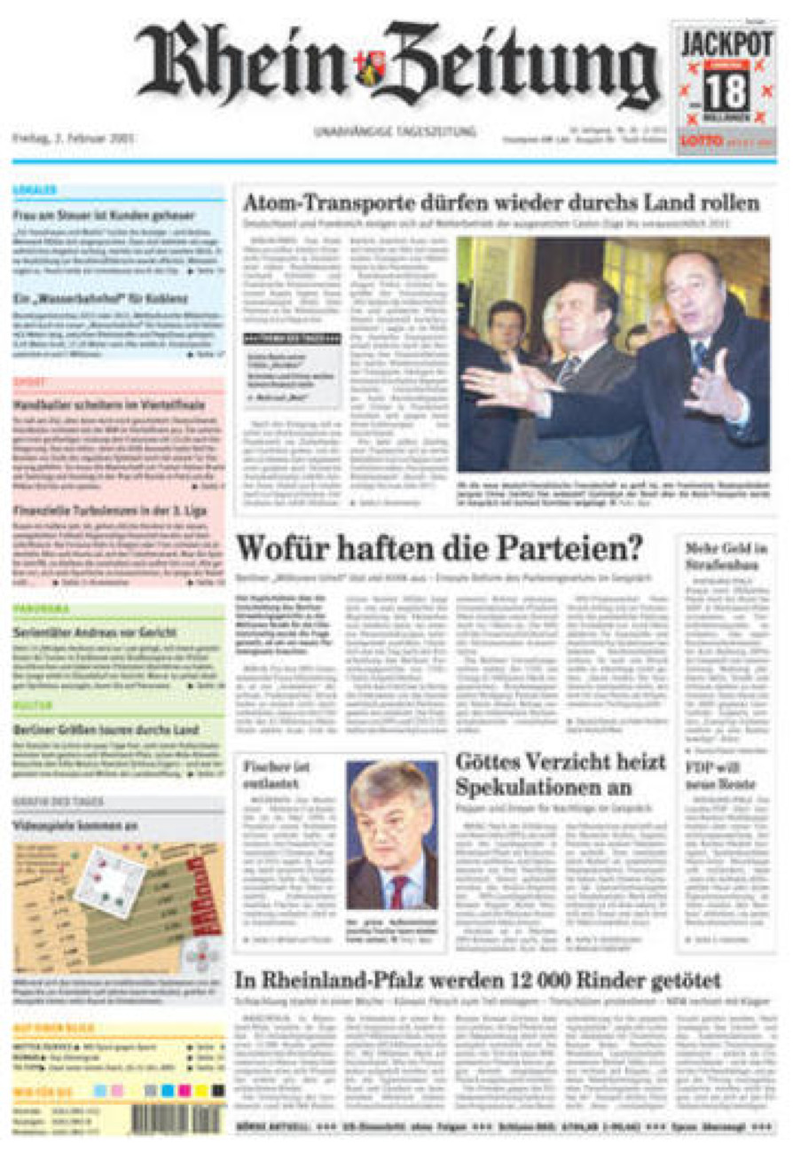 Rhein-Zeitung Koblenz & Region vom Freitag, 02.02.2001