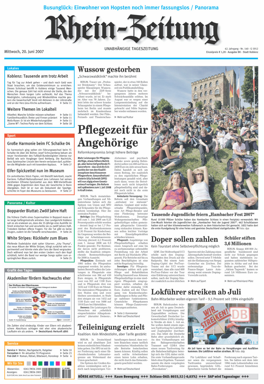 Rhein-Zeitung Koblenz & Region vom Mittwoch, 20.06.2007