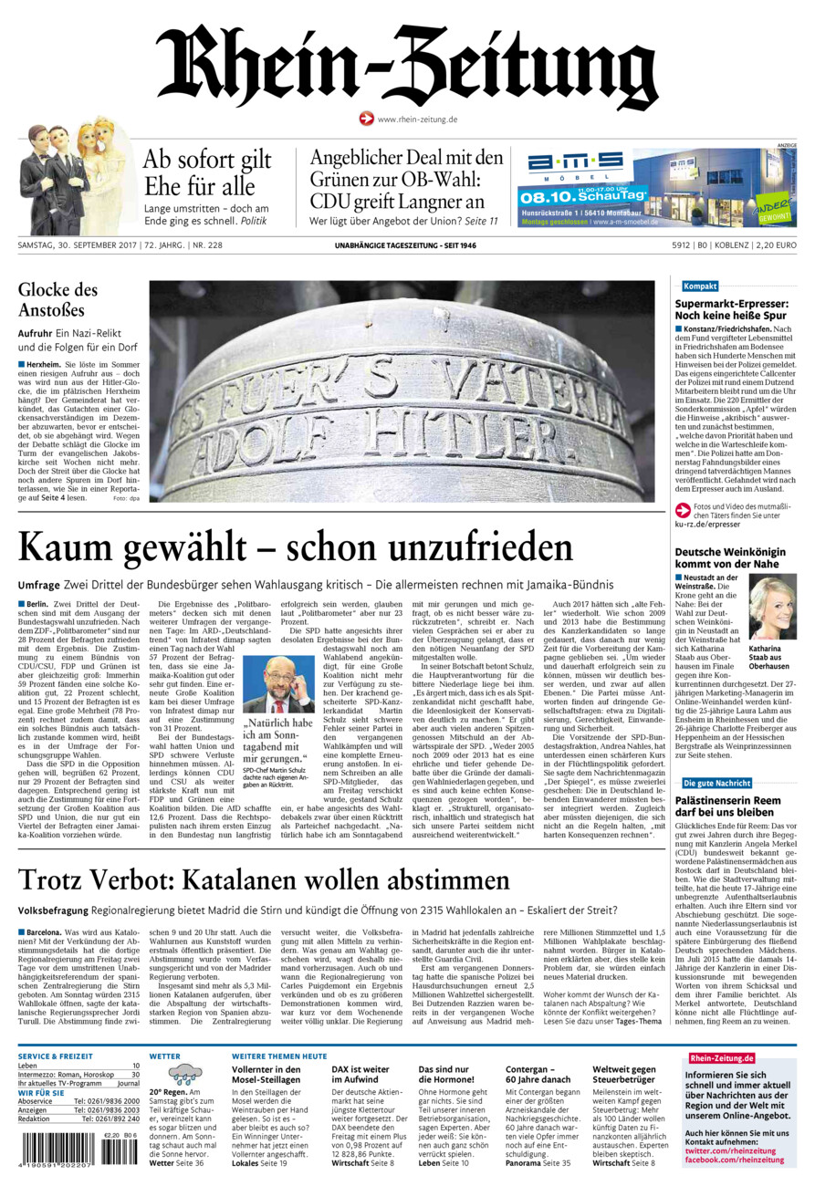 Rhein-Zeitung Koblenz & Region vom Samstag, 30.09.2017