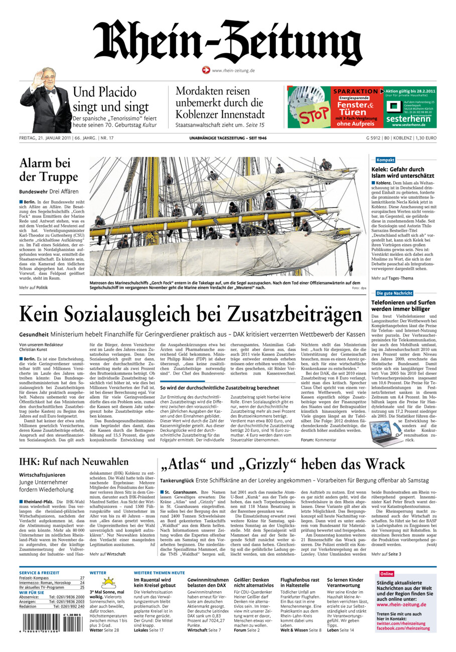 Rhein-Zeitung Koblenz & Region vom Freitag, 21.01.2011