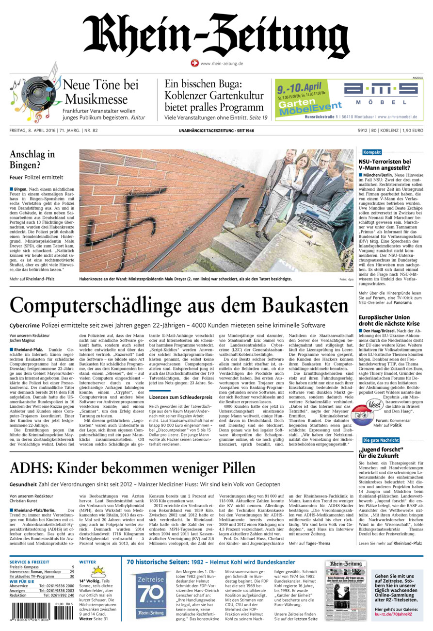 Rhein-Zeitung Koblenz & Region vom Freitag, 08.04.2016