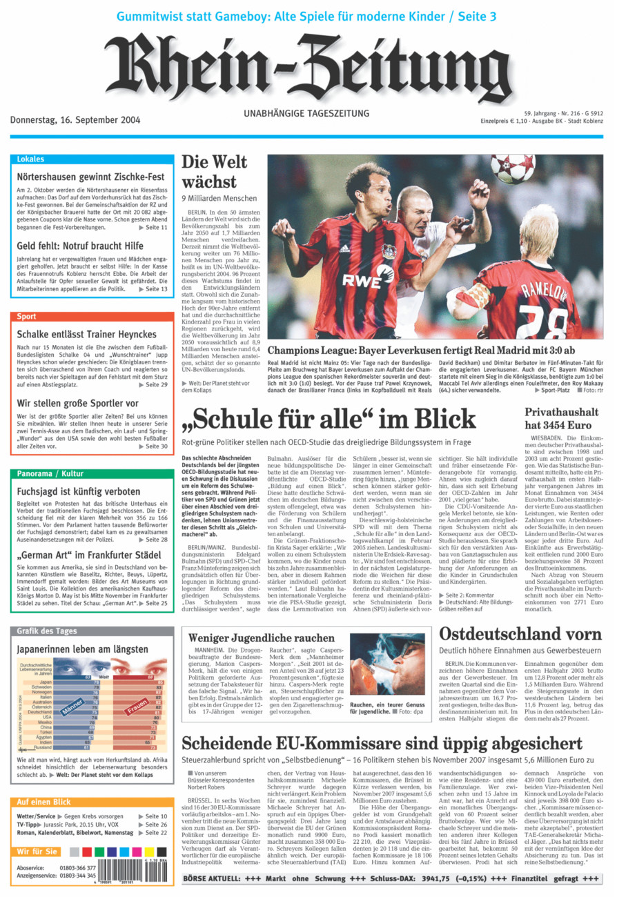 Rhein-Zeitung Koblenz & Region vom Donnerstag, 16.09.2004