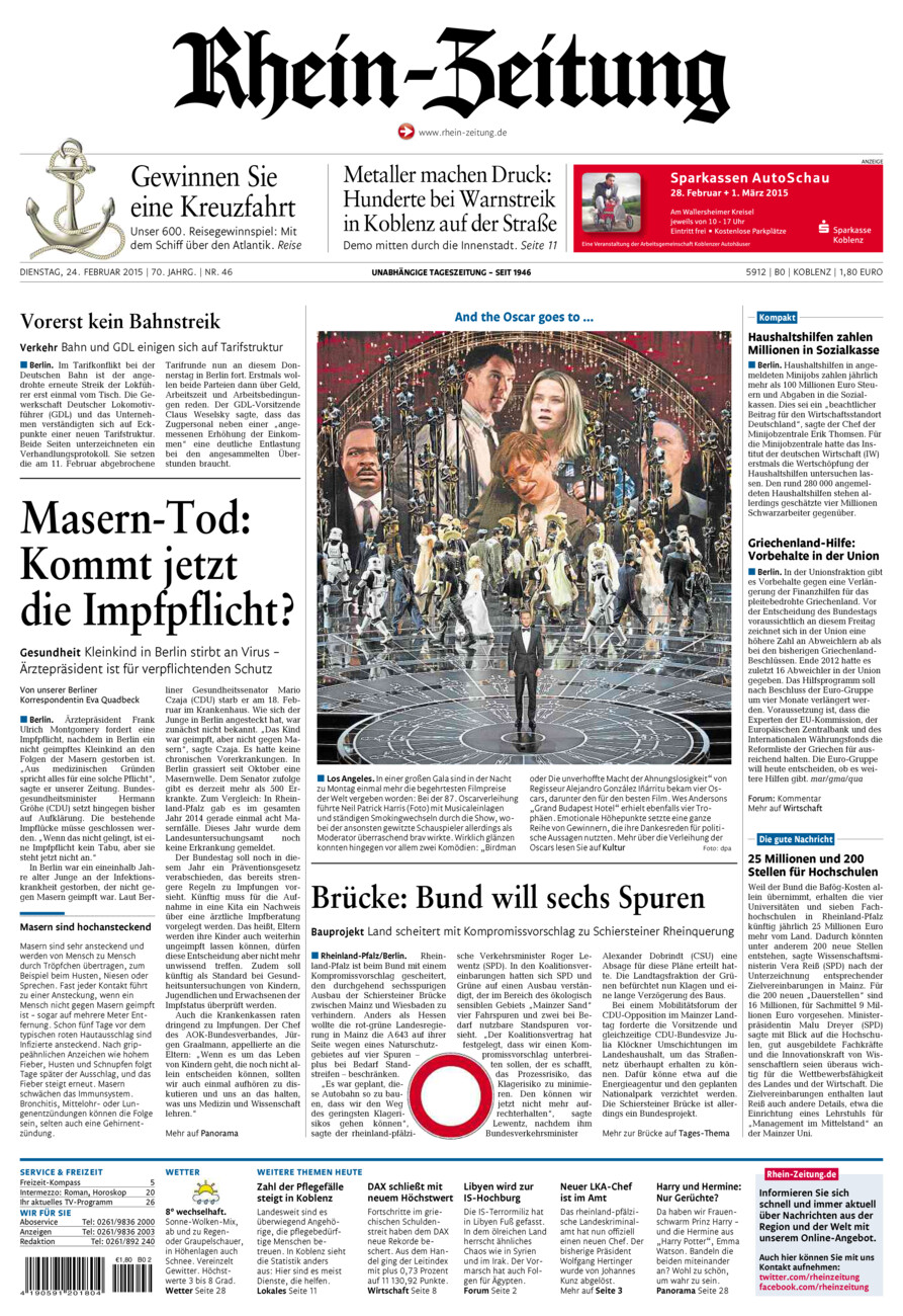 Rhein-Zeitung Koblenz & Region vom Dienstag, 24.02.2015
