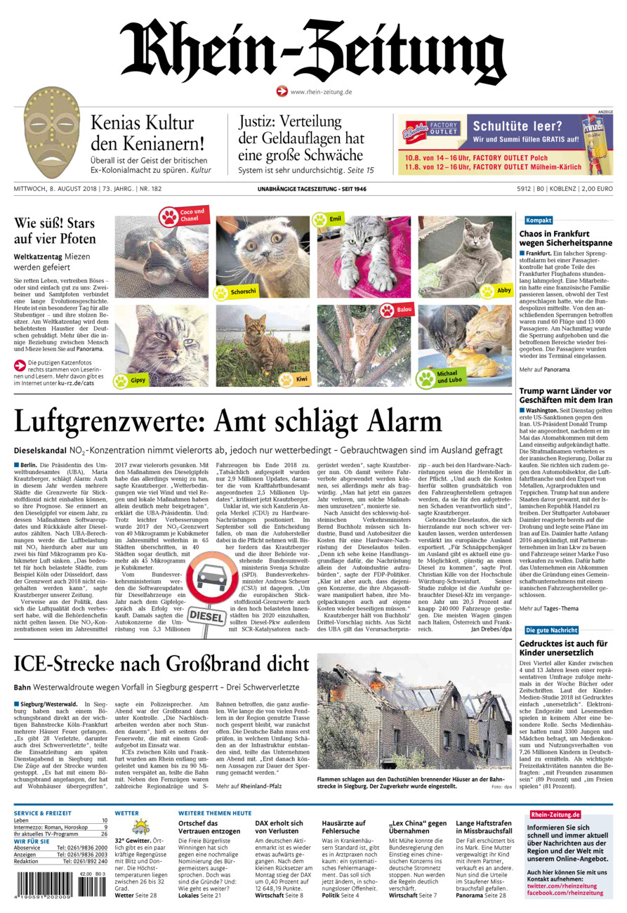 Rhein-Zeitung Koblenz & Region vom Mittwoch, 08.08.2018