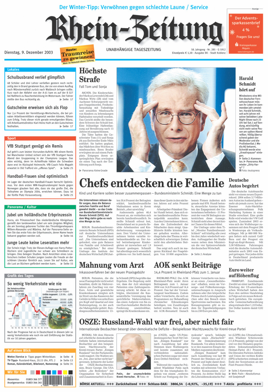 Rhein-Zeitung Koblenz & Region vom Dienstag, 09.12.2003
