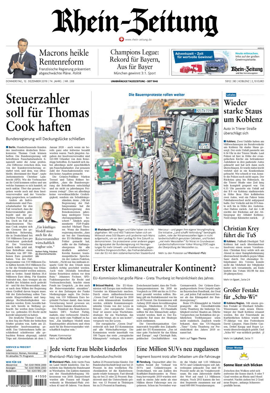 Rhein-Zeitung Koblenz & Region vom Donnerstag, 12.12.2019